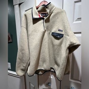 XXL Synchilla Patagonia Snap-T, Oatmeal w Gray/Red Trim, Vintage